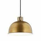 Kichler Zailey 9 in 1-Light Pendant Light Fixture with Natural Brass Metal Dome Shade for Kitchen Island Dining Room Contemporary Industrial Transitional (11.5" x 9"), 52152NBR
