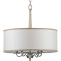 Progress Lighting Durrell Collection 4-Light Sailcloth Linen Fabric Shade Coastal Chandelier Light Brushed Nickel, 22.50x21.00x21.00