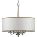 Progress Lighting Durrell Collection 4-Light Sailcloth Linen Fabric Shade Coastal Chandelier Light Brushed Nickel, 22.50x21.00x21.00