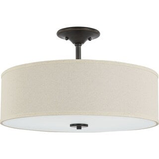 Progress Lighting P350168 Inspire 3 Light 18" Wide Semi-Flush Drum Ceiling Fixture Antique Bronze
