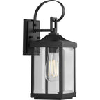 Progress Lighting Gibbes Street Collection 1-Light Clear Beveled Glass New Traditional Outdoor Small Wall Lantern Light Textured Black