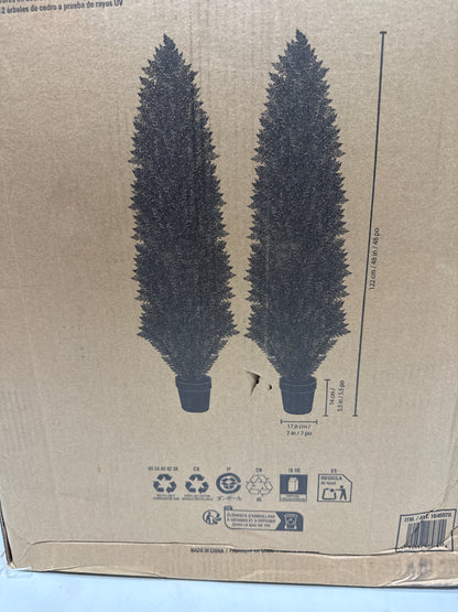 2 x Nearly Natural Faux 4' UV Resistant Cedar Tree Indoor and Outdoor