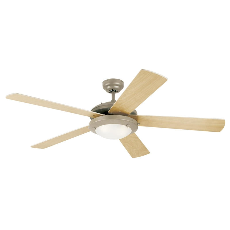 Westinghouse 7234100 52 in. Brushed Pewter Finish Reversible Blades Frosted Glass Light Maple & White