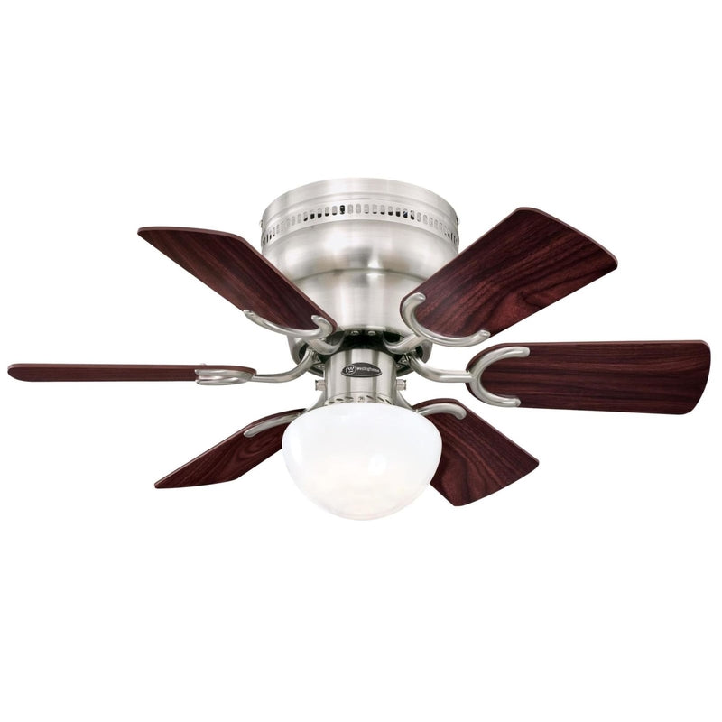 Westinghouse Hadley 30 Inch Brushed Nickel Finish Ceiling Fan with 6 Reversible Blades and Bowl Light Kit with 1 Candelabra Base Light Bulb