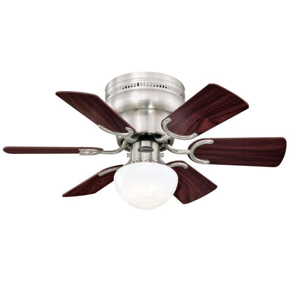 Westinghouse Hadley 30 Inch Brushed Nickel Finish Ceiling Fan with 6 Reversible Blades and Bowl Light Kit with 1 Candelabra Base Light Bulb