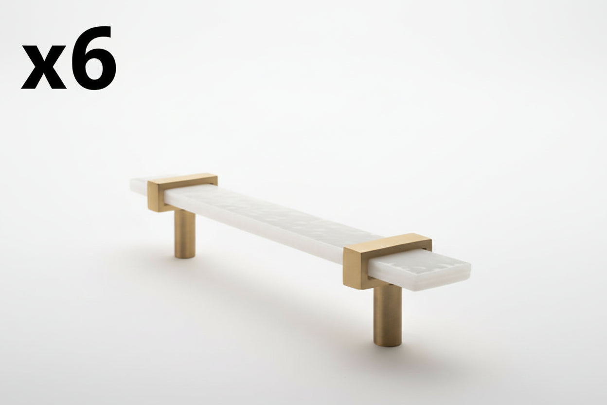 6 x Sietto P-1901-7 Adjustable Center to Center 7"L Handle Cabinet - Brass