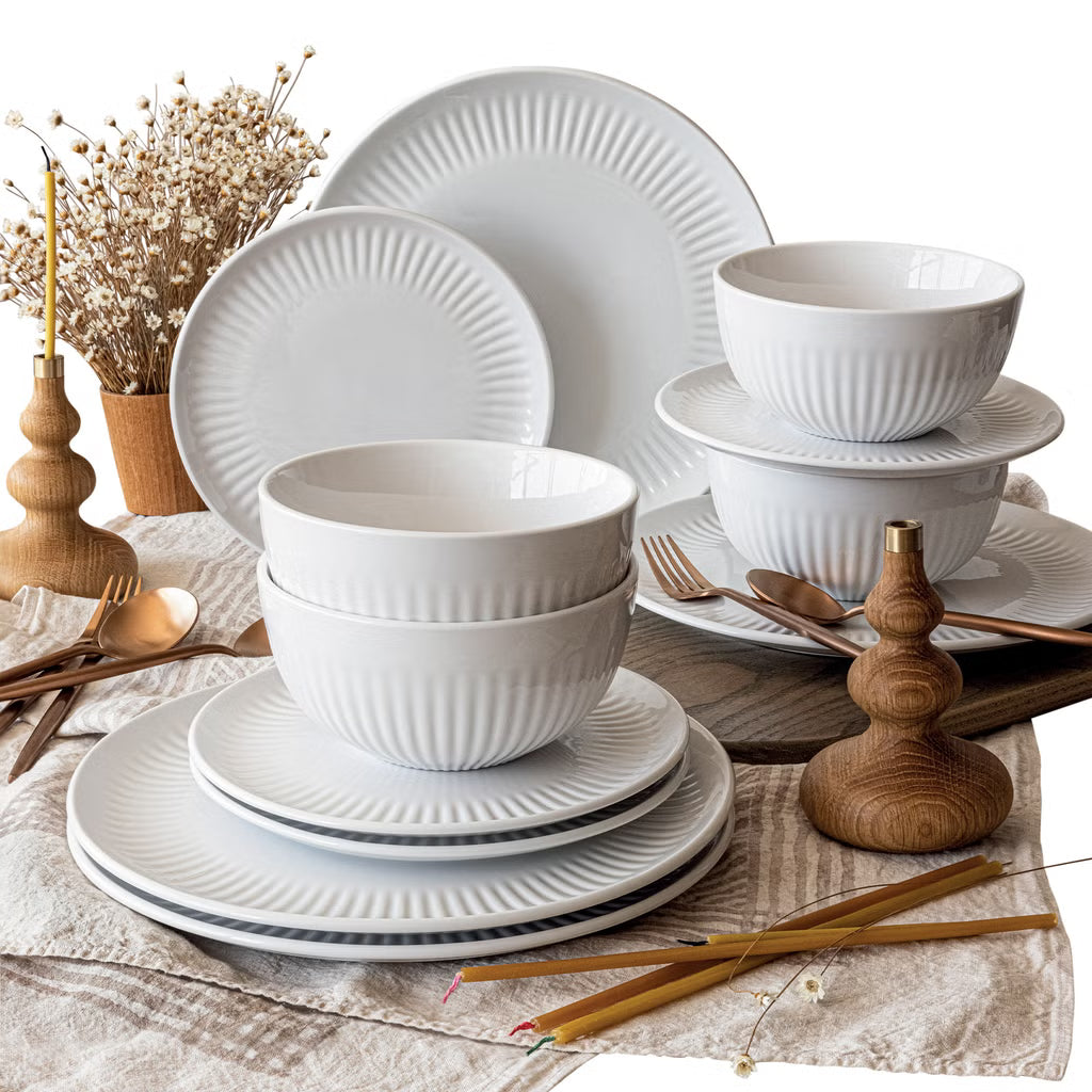over&back 18-piece Porcelain Dinnerware Set Service for 6