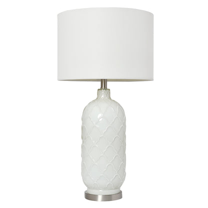 Elegant Designs White and Brushed Nickel Glass Table Lamp 30in