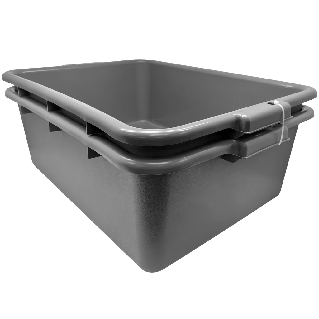 Polypropylene Bus Tub, Standard Weight, 21-1/2"L x 15"W x 7"H, Gray, 2 ct