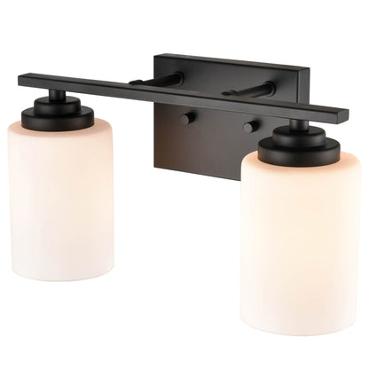 ML Lighting 3182-MB Transitional Two Light Vanity from Durham Collection in Black Finish