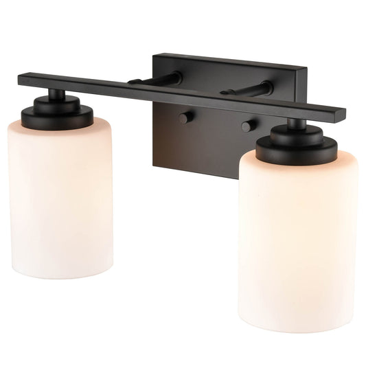 ML Lighting 3182-MB Transitional Two Light Vanity from Durham Collection in Black Finish