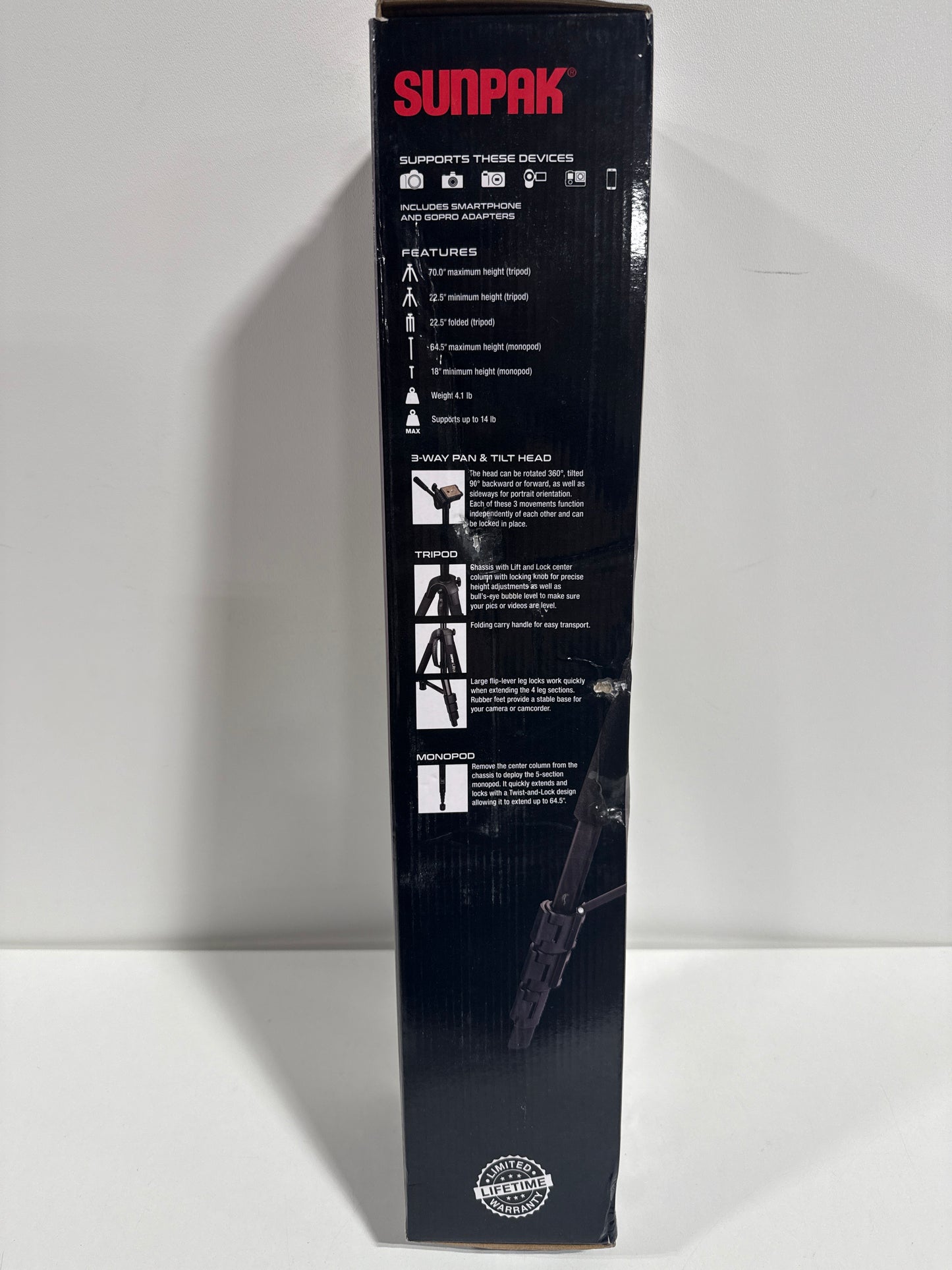 See Desc Sunpak - PlatinumPlus Ultra 7000 2-in-1 70" Tripod and Monopod - Silver