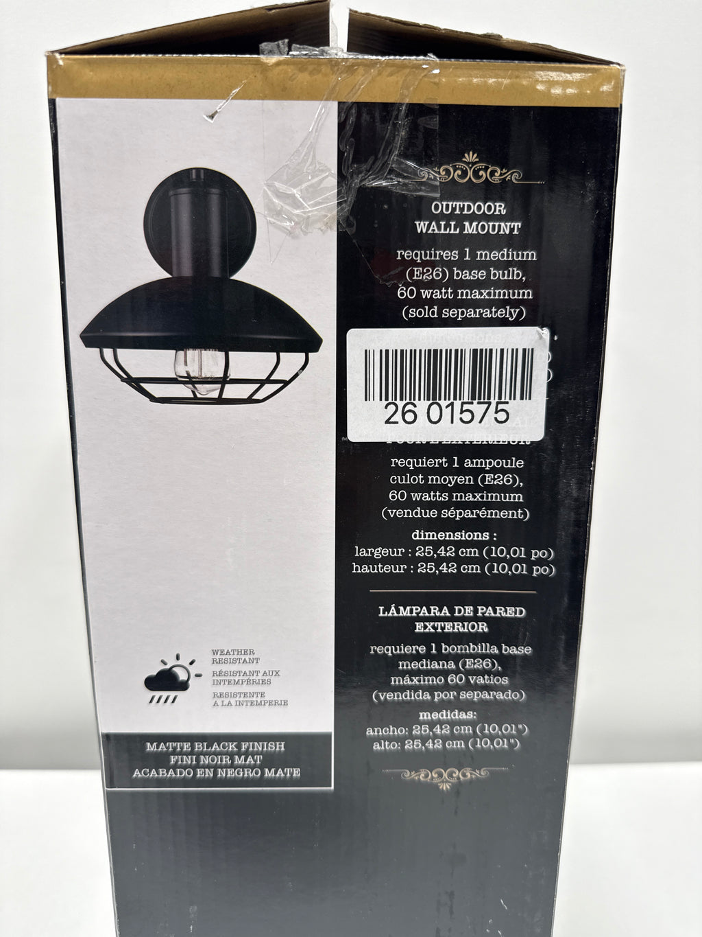 Oliver Matte Black Farmhouse Indoor/Outdoor 1-Light Wall Sconce with Caged Shade