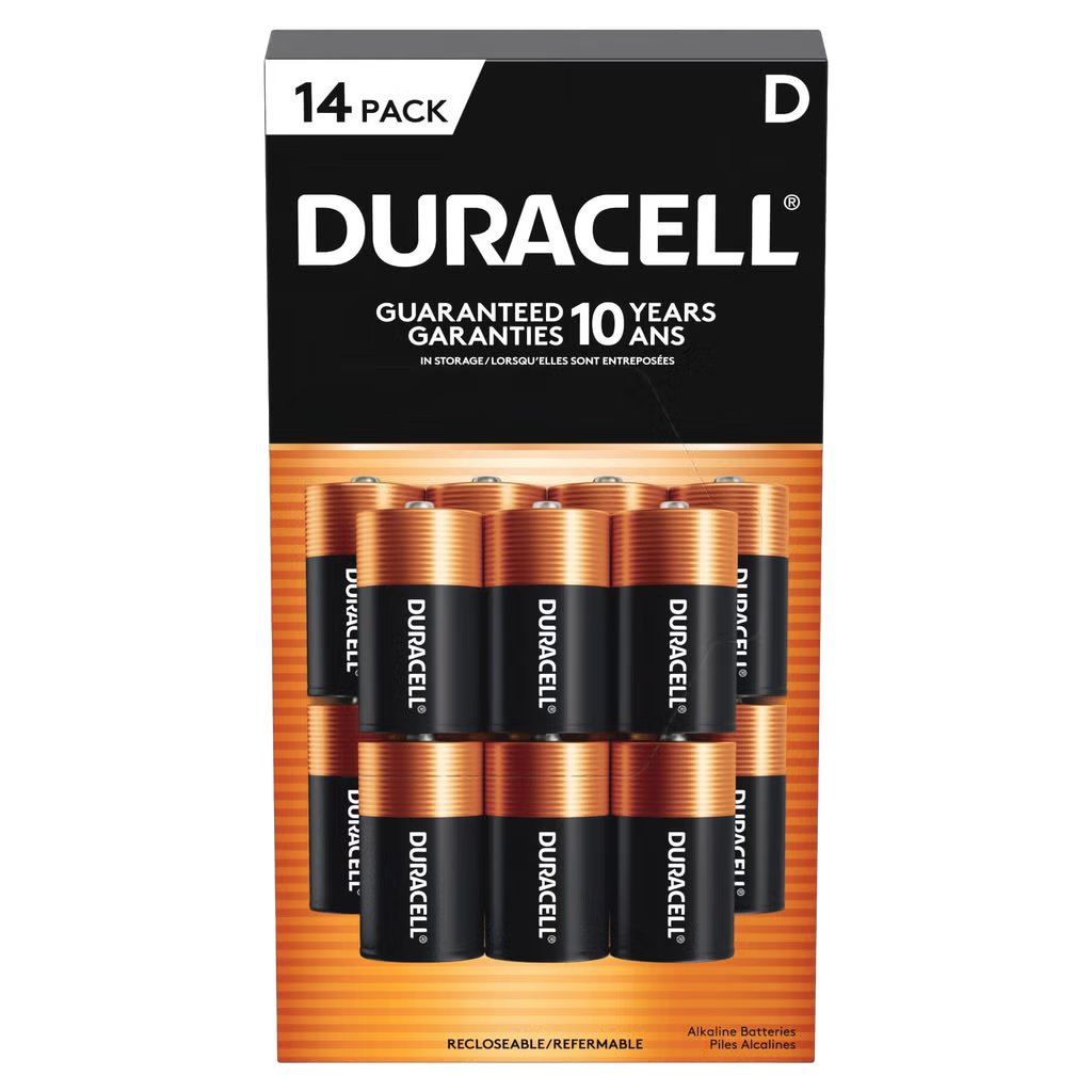 Duracell D 1.5V Coppertop Alkaline D14 Batteries - 14 Pack