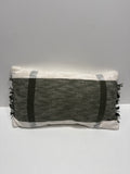 Oversized Textured Woven Cotton Striped Lumbar Throw Pillow Ivory/Dark Olive - Threshold - *Home Decor & Curtains