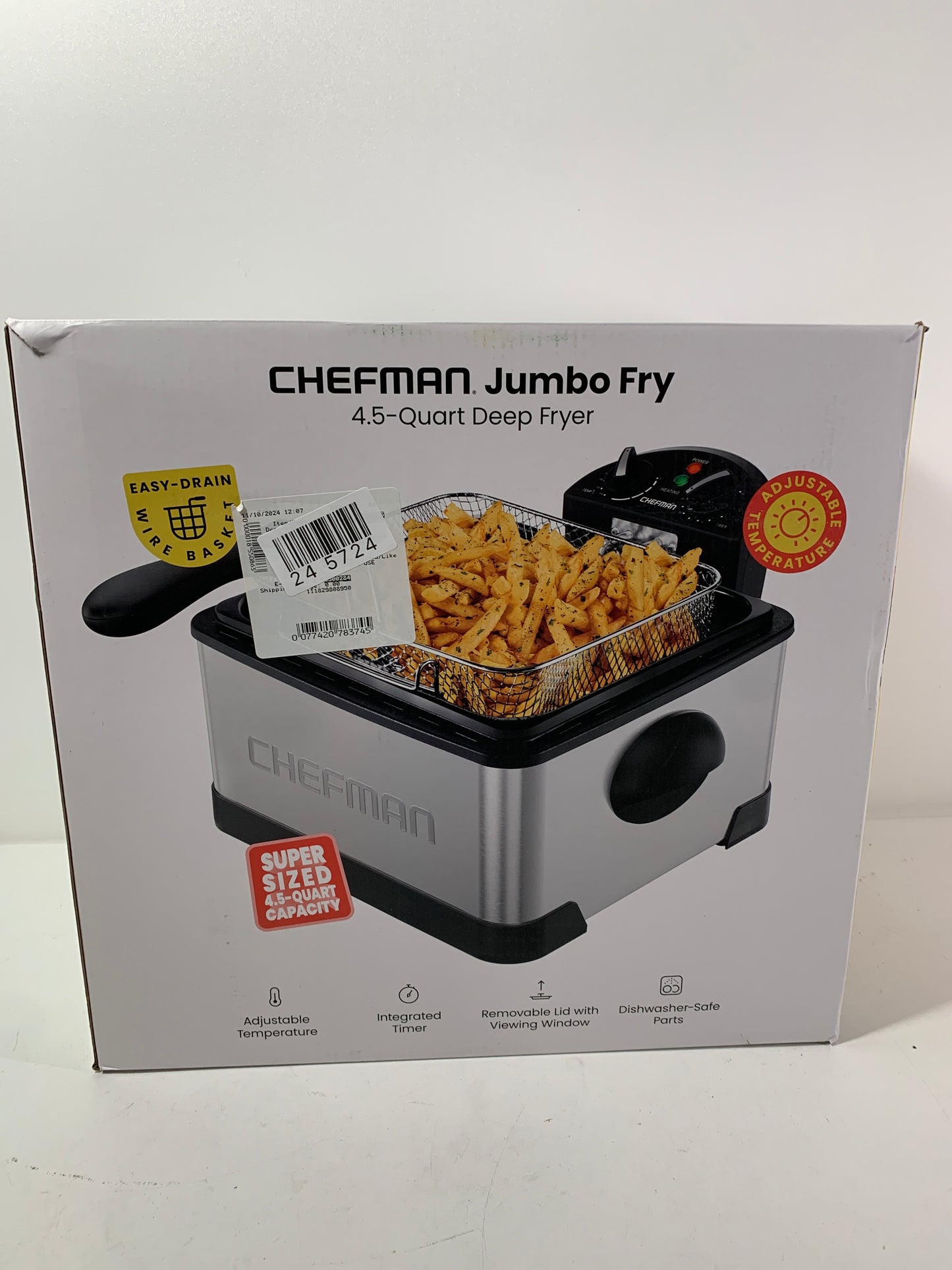 Chefman XL 4.5 Liter Deep Fryer w/ Basket Strainer - Stainless Steel