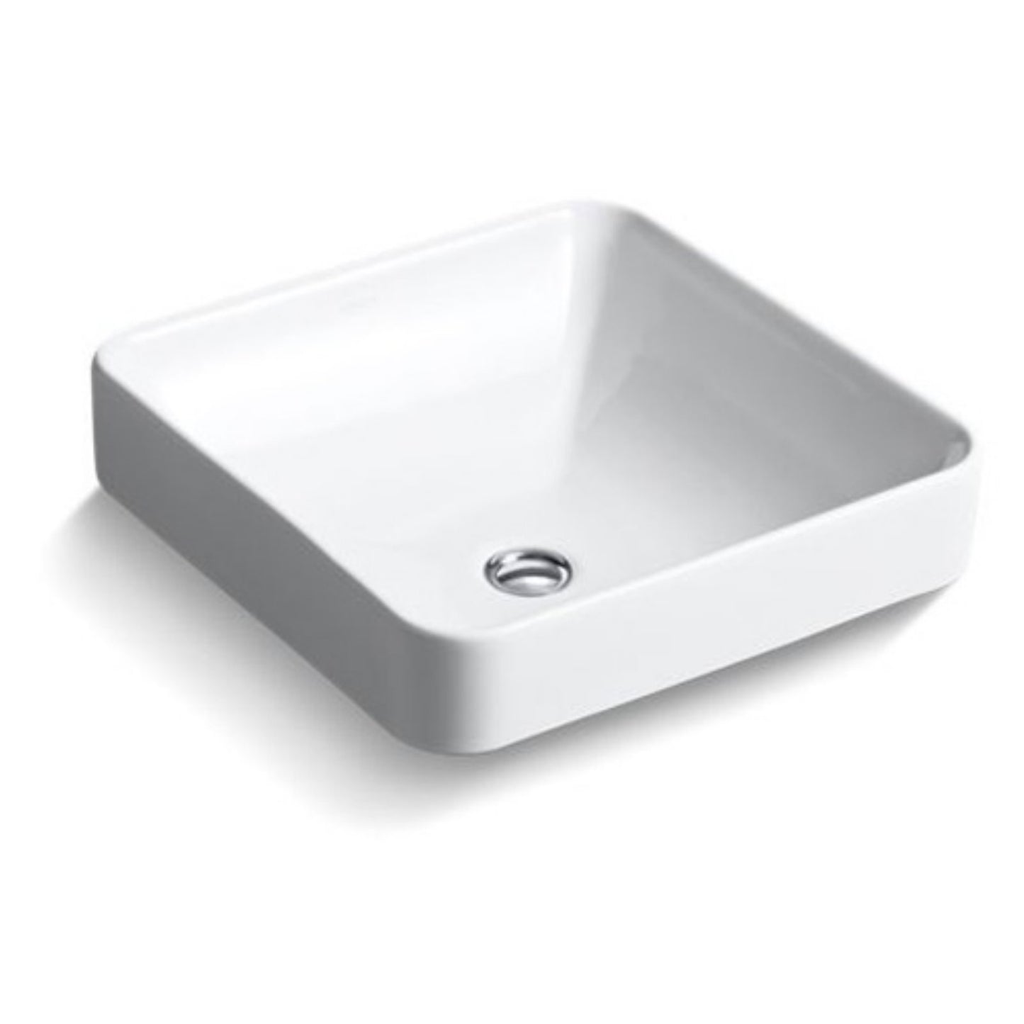 Vox 16 in. Square Vitreous China Vessel Sink in White with Overflow Drain