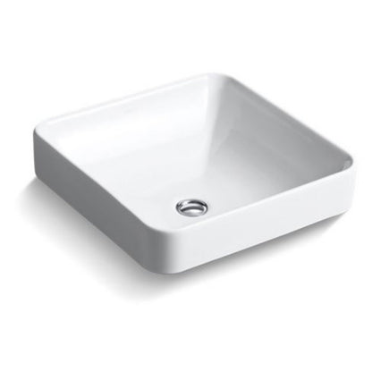 Vox 16 in. Square Vitreous China Vessel Sink in White with Overflow Drain