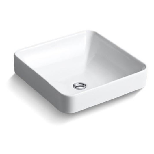 Vox 16 in. Square Vitreous China Vessel Sink in White with Overflow Drain