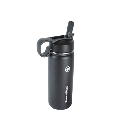 ThermoFlask 18oz Insulated Stainless Steel Bottle 2 in 1 Chug and Straw Lid Black