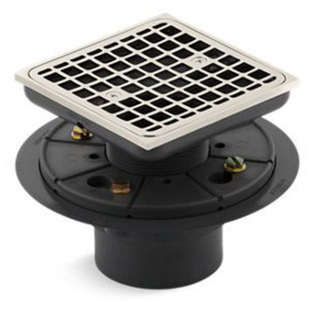 Kohler K-9136 Clearflo Square Design Tile-in Shower Drain Polished Nickel Showers Shower Drains Standard Drains