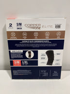 Elite Copper Fit Knee Compression Sleeve Flexible S/M 12"-16" 2 Pack