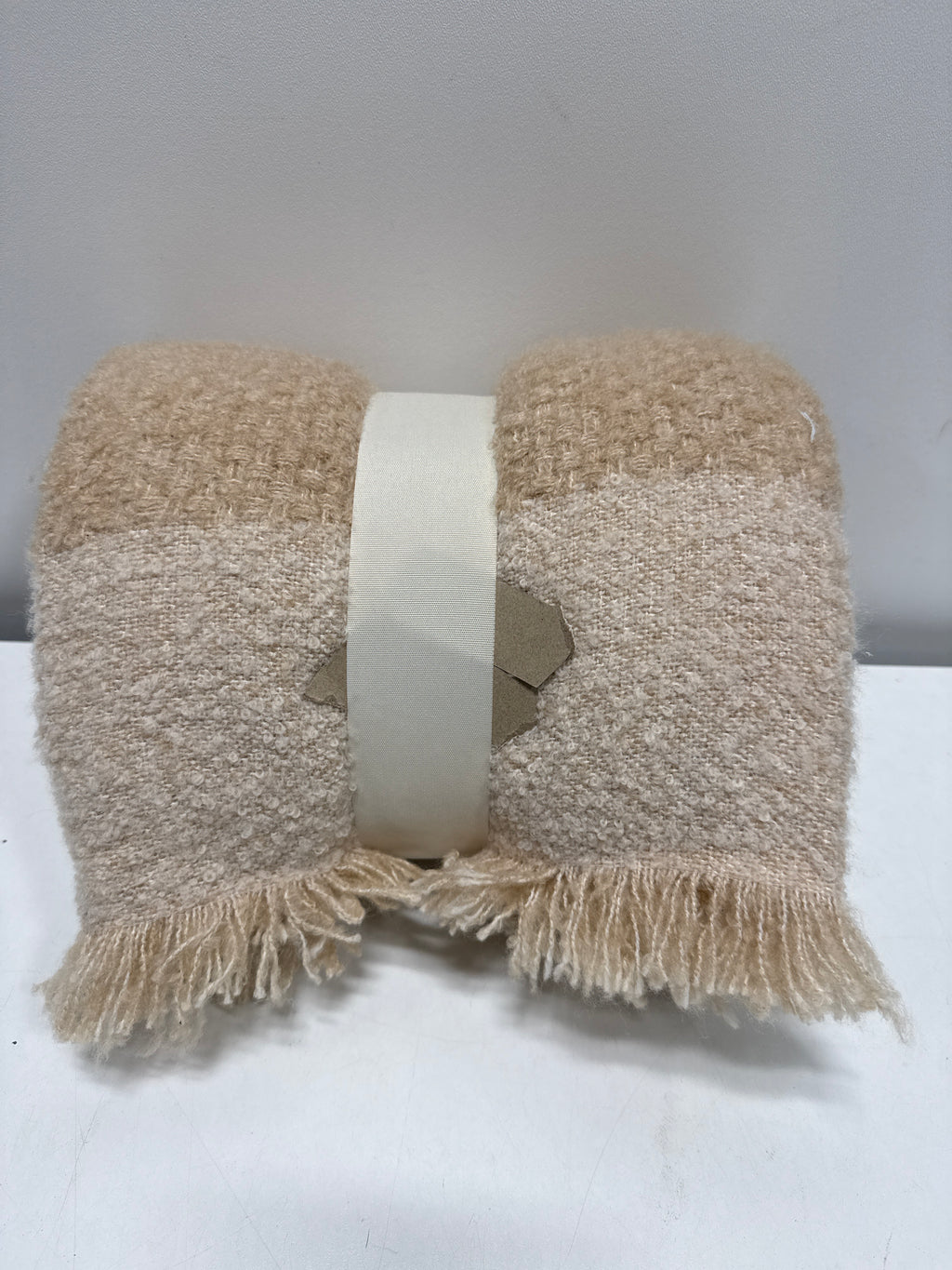 50’’x60’’ Tonal Woven Boucle Throw Blanket Cream - Threshold™ Designed with Studio McGee - *Bedding