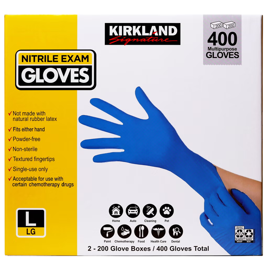 Kirkland Signature Nitrile Exam Gloves, 400-count, Size Large