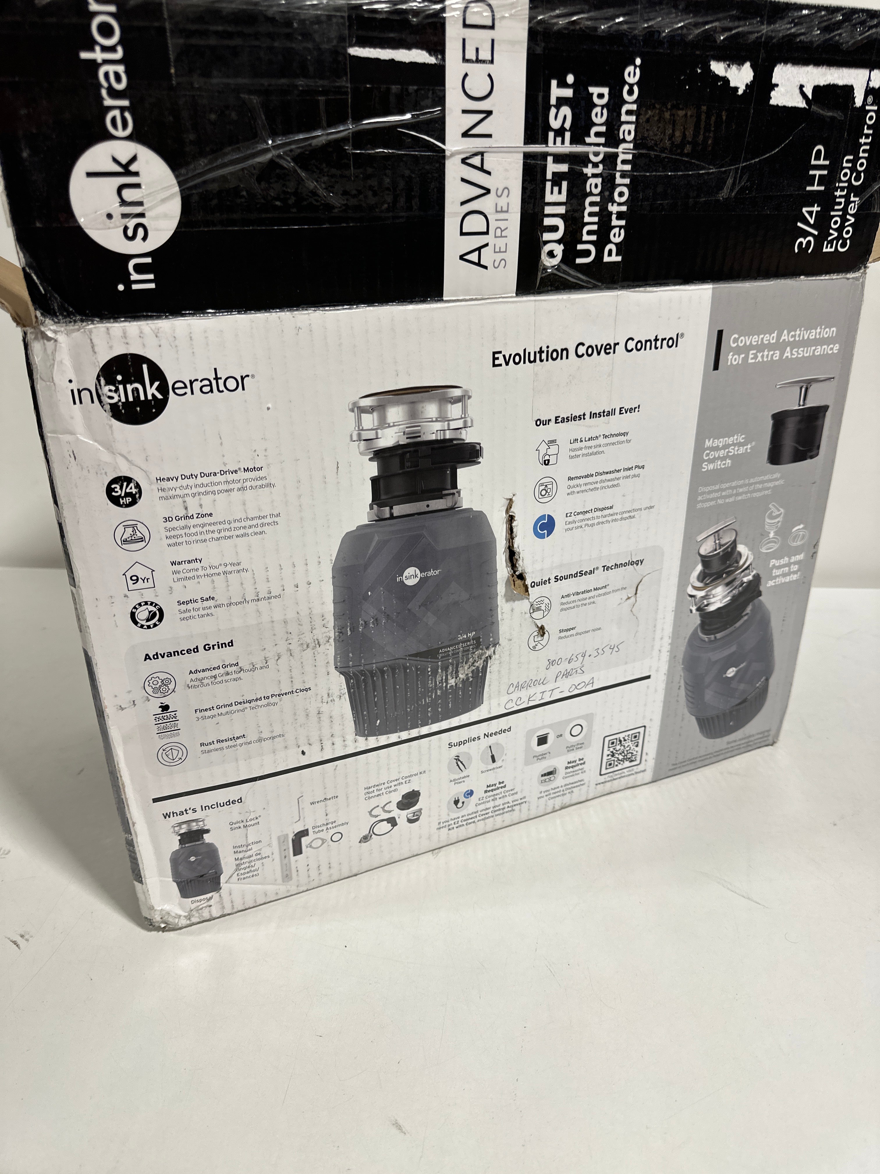 Missing Parts See Desc InSinkErator Evolution 3/4 HP Intermittent Feed Garbage Disposal - *Plumbing