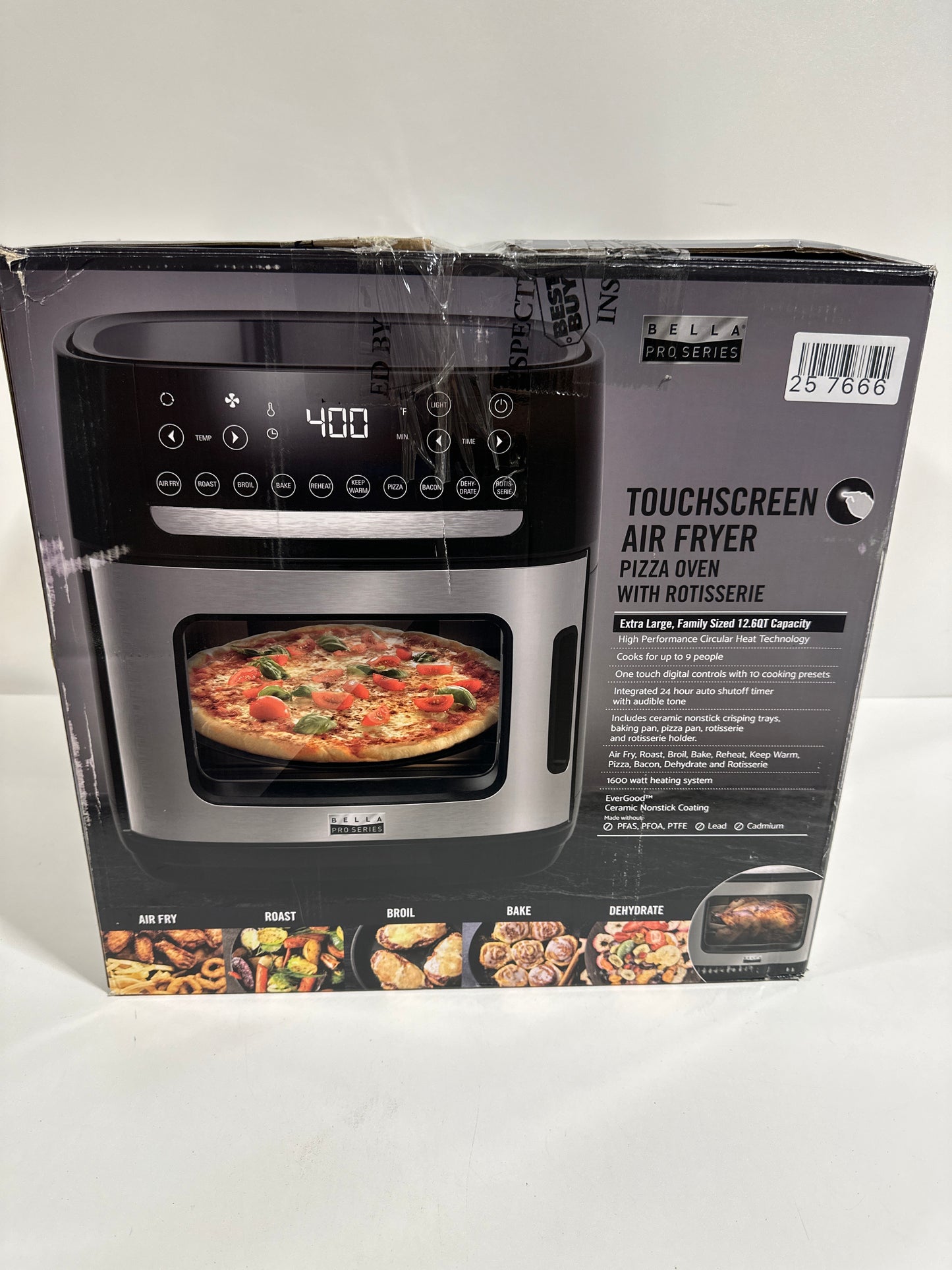 Bella PRO - 12.6-qt. Touchscreen Air Fryer Pizza Oven with Rotisserie - Stainless Steel