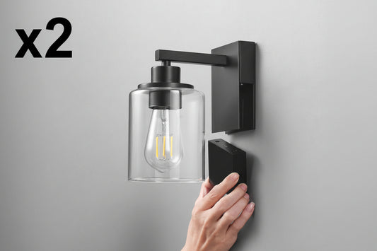 Globe Electric Rechargeable Glass Wall Sconce, 2-pack