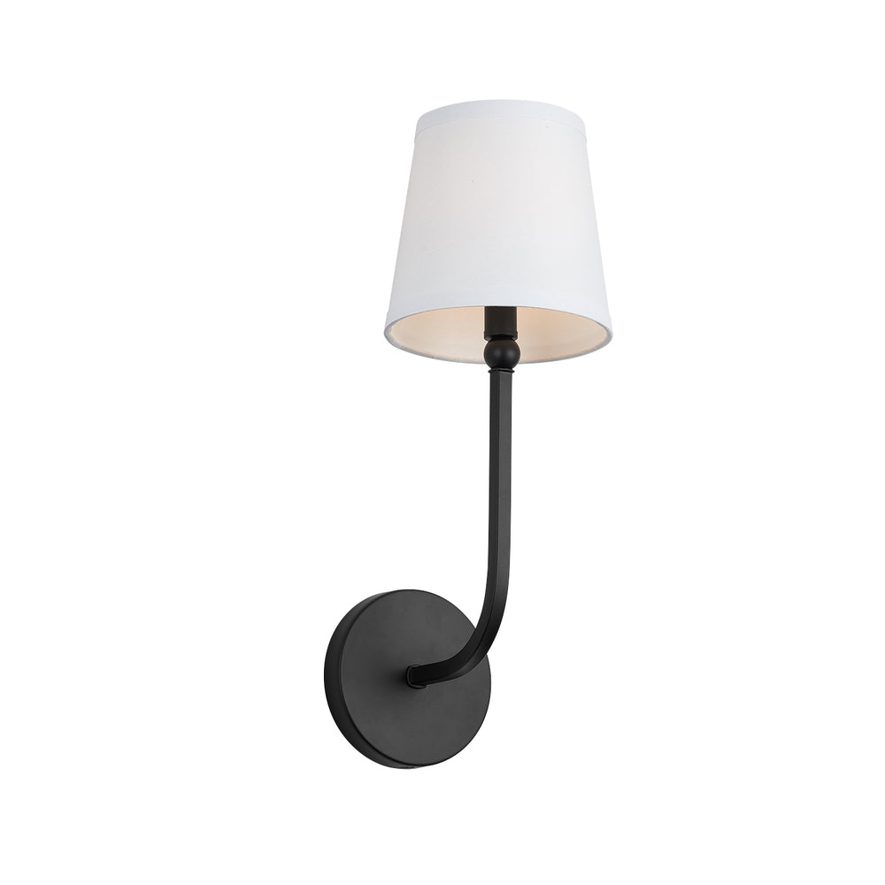 Capital Lighting 619311MB-674 Dawson Rustic White Fabric Wall Sconce 1-Light 60 Watt 17’’ H x 6’’ W Matte Black