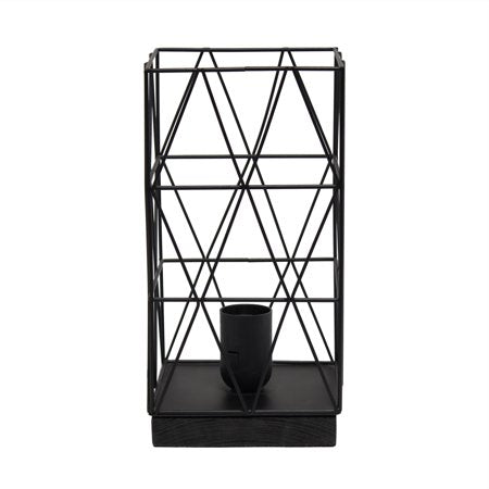 Simple Designs Black Geometric Square Metal Table Lamp