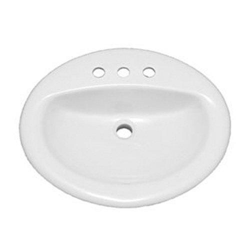 PROFLO PF20174 Rockaway 20-1/2’’ Oval Vitreous China Drop in Bathroom Sink with Overflow and 3 Faucet Holes at 4’’