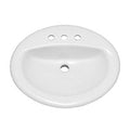 PROFLO PF20174 Rockaway 20-1/2’’ Oval Vitreous China Drop in Bathroom Sink with Overflow and 3 Faucet Holes at 4’’