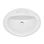 PROFLO PF20174 Rockaway 20-1/2’’ Oval Vitreous China Drop in Bathroom Sink with Overflow and 3 Faucet Holes at 4’’