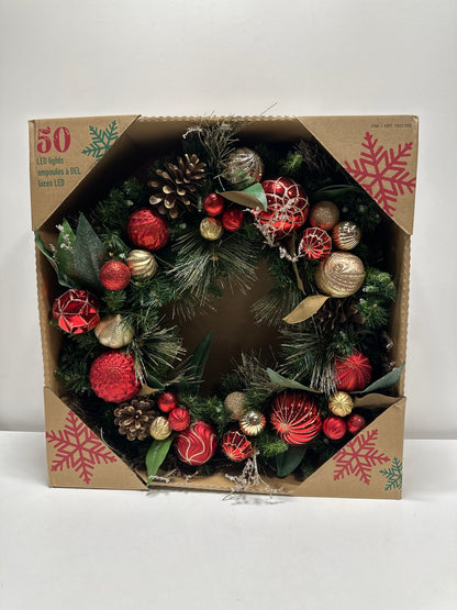 Kirkland 76.2 cm (30 in.) Pre-Lit Wreath with 50 Battery Operated LED Lights - *Christmas & Seasonal