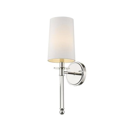 Z-Lite 1-Light Polished Nickel Wall Sconce with White Fabric Shade
