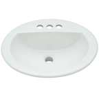 PROFLO PF19164 Rockaway 19’’ Oval Vitreous China Drop in Bathroom Sink with Overflow and 3 Faucet Holes at 4’’ Centers