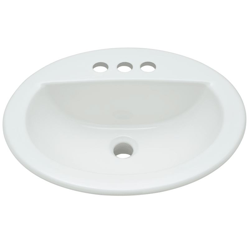 PROFLO PF19164 Rockaway 19’’ Oval Vitreous China Drop in Bathroom Sink with Overflow and 3 Faucet Holes at 4’’ Centers