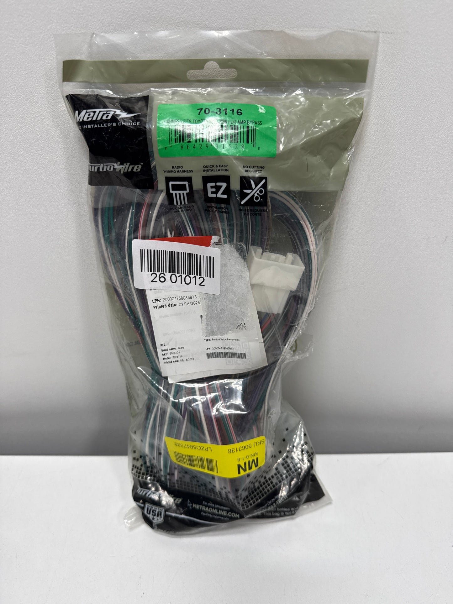 Metra 70-8116 Amp Bypass Harness for Toyota 2000-2009 with 70-8113 Power Harness