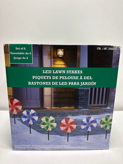 Kirkland Peppermint LED Lawn Stakes Set of 6 - *Christmas & Seasonal