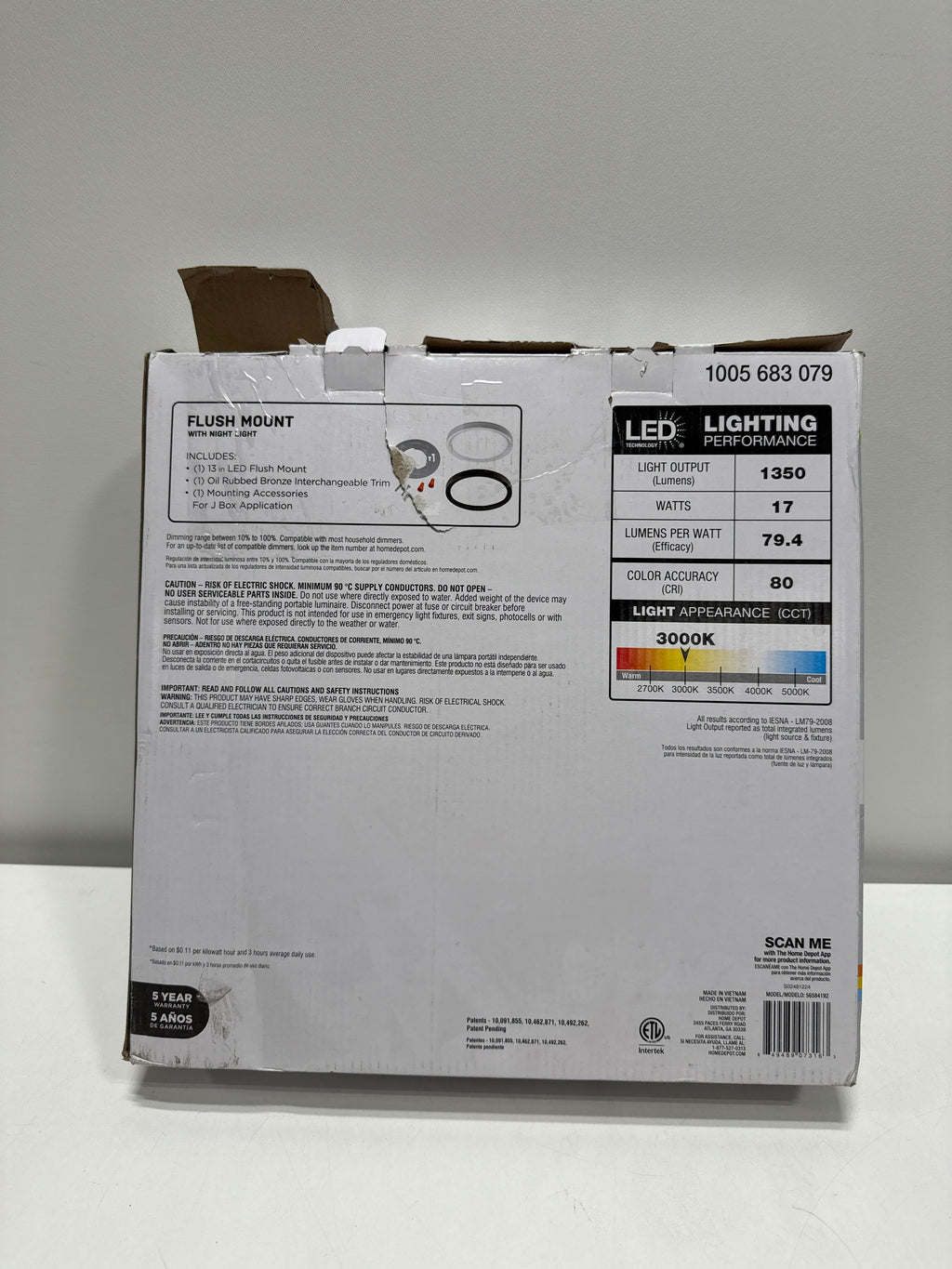 Commercial Electric LED Light Fixture 13" 1005 683 079