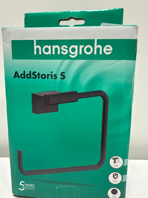 Hansgrohe 41784 AddStoris S 7-1/2" Wall Mounted Towel Ring Matte Black