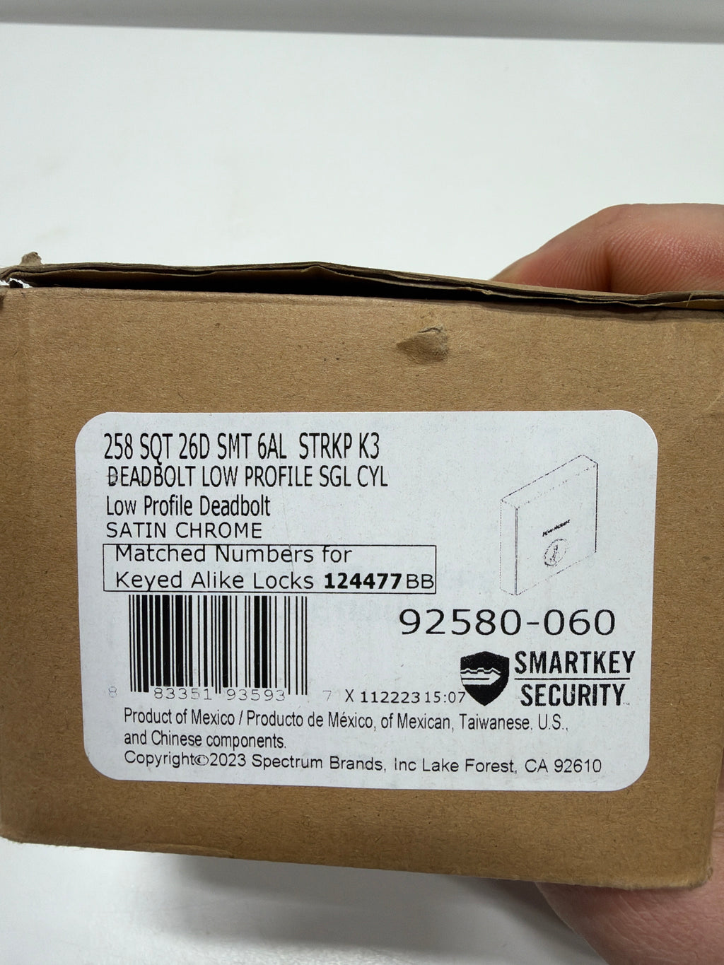 Kwikset 258SQT-S Downtown Low Profile Single Cylinder Deadbolt with SmartKey Technology Satin Chrome