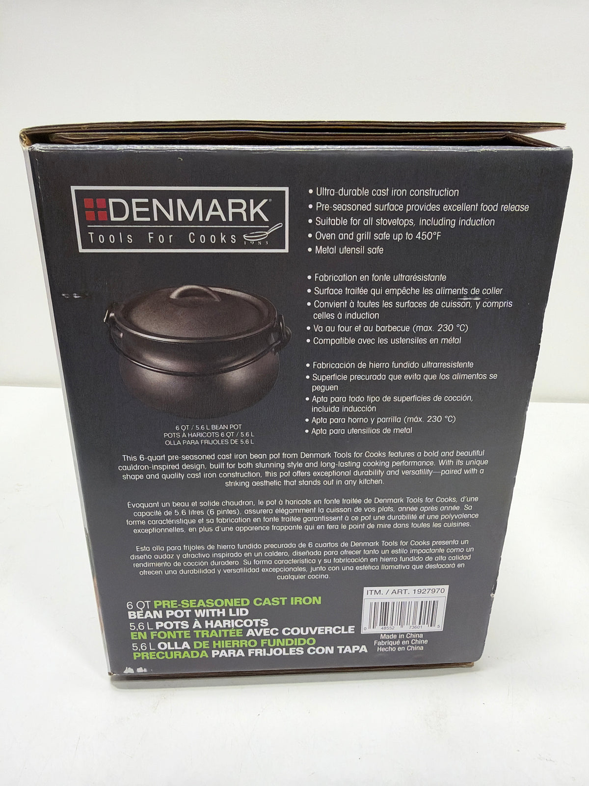 Denmark Tools for Cooks 6-quart Pre-Seasoned Cast Iron Bean Pot