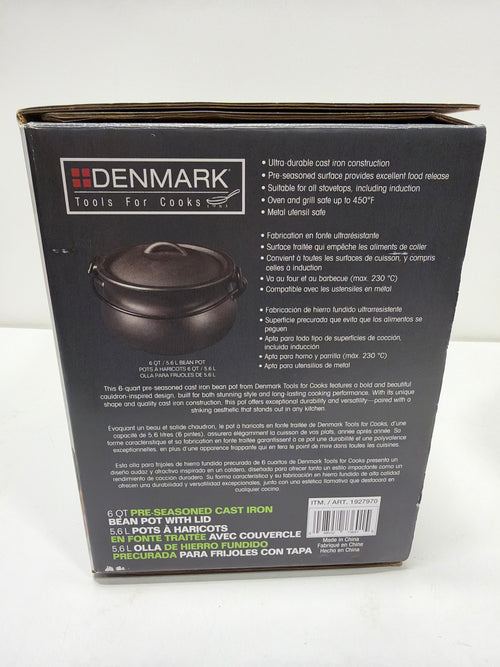 Denmark Tools for Cooks 6-quart Pre-Seasoned Cast Iron Bean Pot