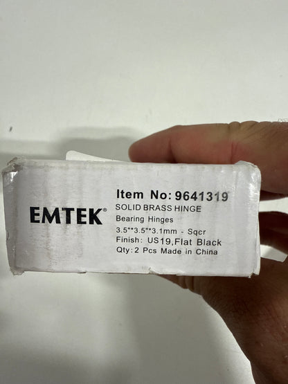 Emtek 9600 Hnge, SldBrs, BB, SqCr, 3.5x3.5'', 19 Black