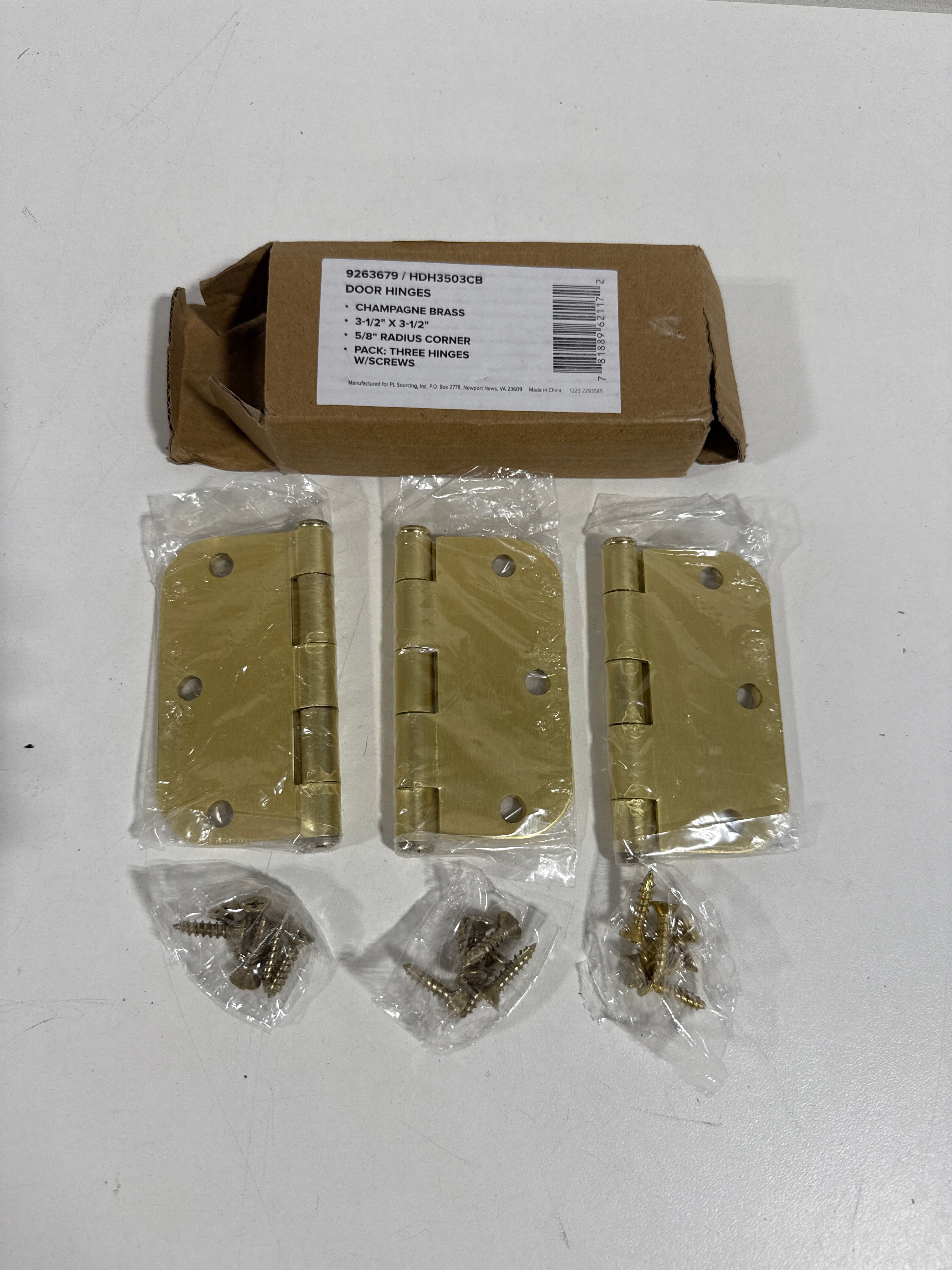 Miseno MDH3503 3-1/2 X 3-1/2 Plain Bearing 5/8’’ Radius Corner Door Hinge - Pack of 3 - *Tools Hardware & Misc