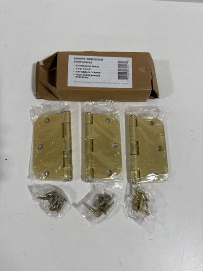 Miseno MDH3503 3-1/2 X 3-1/2 Plain Bearing 5/8" Radius Corner Door Hinge - Pack of 3